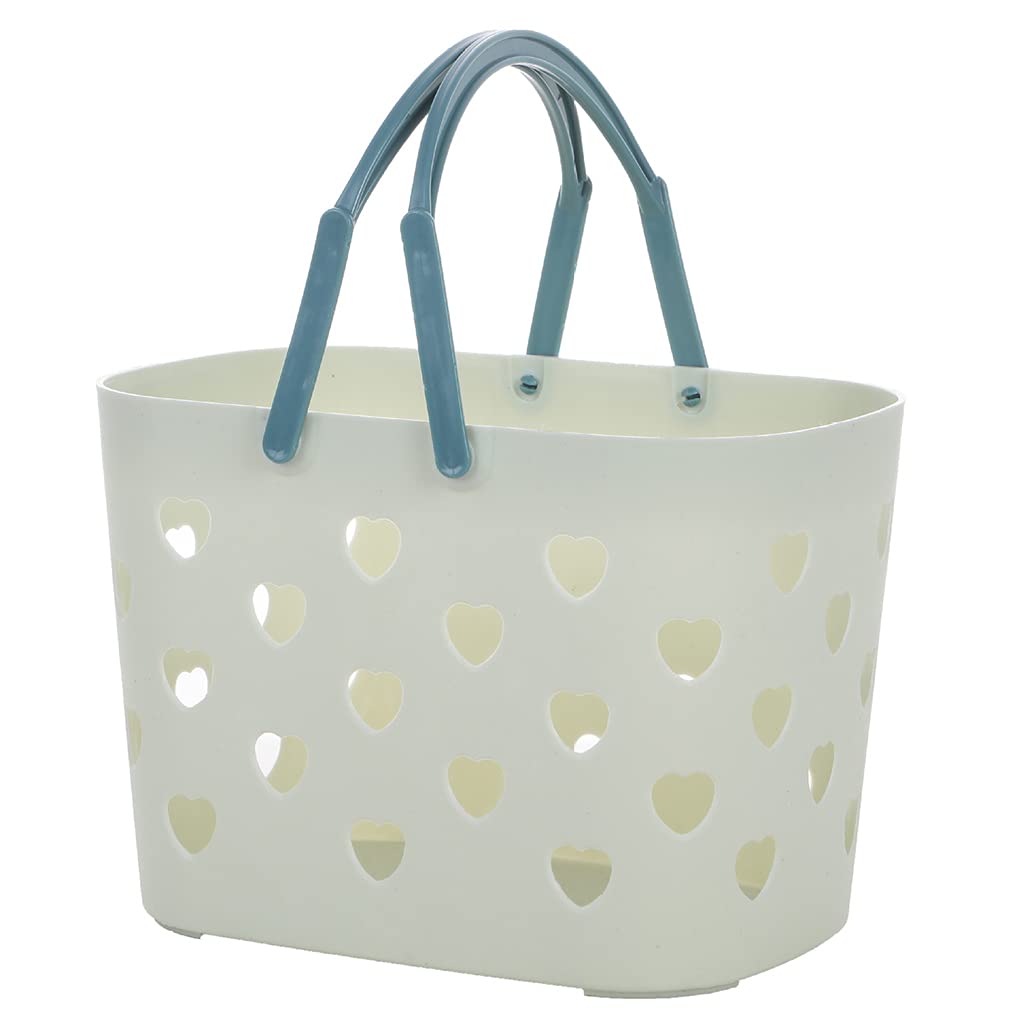 Portable Shower Basket Heart Shape Hollow Storage Basket with Handle Box Organizers Bin Shower Accessories Box Organizers Bin