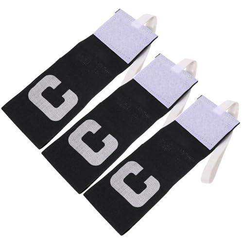 Hohota 3pcs Captain Armband Football Officials Equipment Elastic Adjustable Wear Resistant Sport Team Accessories(Black)