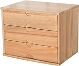 noxozoqm Wooden Desktop Storage Box With 3 Drawers, Office Supplies A4/Receipt File Organizer, Flat File Cabinet(Color:B)