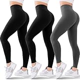 Blisset 3 Pack High Waisted Leggings for Women-Soft Athletic Tummy Control Pants for Running Yoga Wo