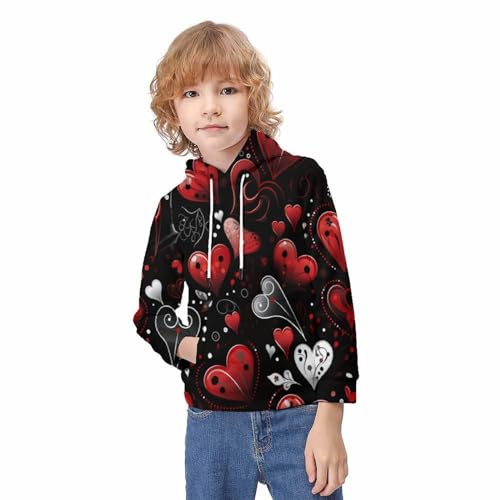 Sweat à capuche Amour imprimé 3D confortable pour adolescent de 9 à 11 ans - 3