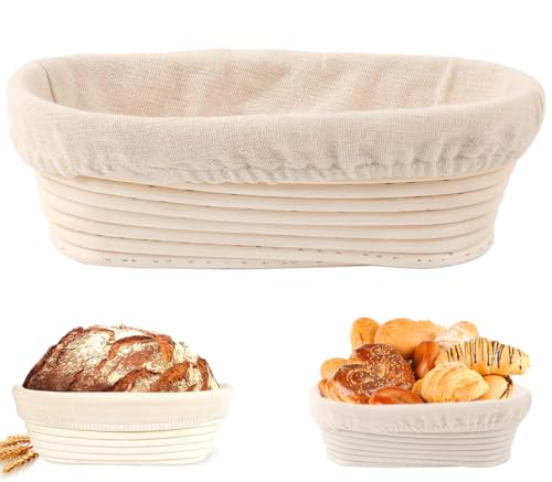 sengcengs Gärkorb Oval Gärkörbchen Brot backen Zubehör Sauerteig Gärkorb Brotbackform Enthält Leinenbezug für die Fermentierung von Teig und Hausgemachtem Brot