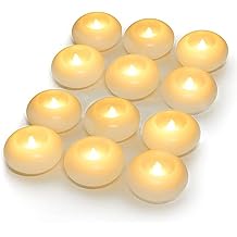 Homemory 3 Inch Flameless Floating Candles, White Real Wax, 100+ Hour, Battery Flickering Waterproof Tealights-Wedding Centerpiece, Engagement, Dinner Parties, Beach Parties, Home Decor, Set of 12