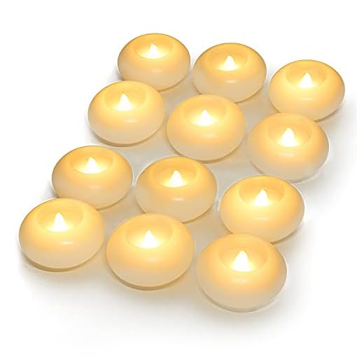 Homemory 3 Inch Flameless Floating Candles, White Real Wax, 100+ Hour, Battery Flickering Waterproof Tealights-Wedding Centerpiece, Engagement, Dinner Parties, Beach Parties, Home Decor, Set of 12