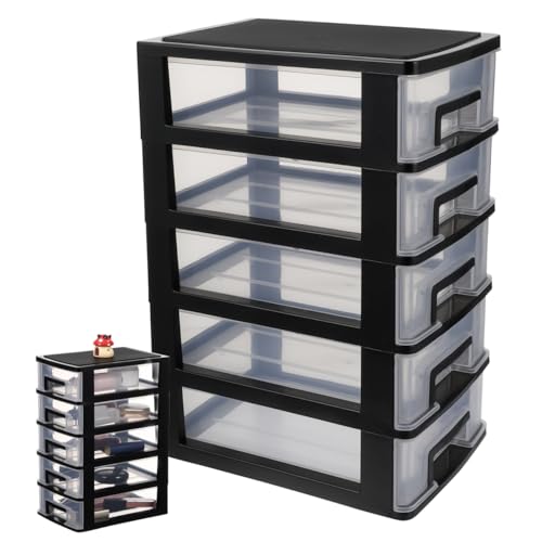 Boîte de rangement transparente 5 tiroirs pour le maquillage et les loisirs créatifs - 2