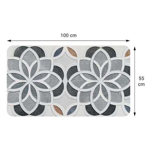 Comart - Küchenteppich Malaga - Läufer 100% PVC - Schmutzabweisend - rutschfest - Wasserdicht - Maschinenwaschbarer Teppich - Moderner Flur für Küche und Flur - Geometrische Form - 55 x 100 cm