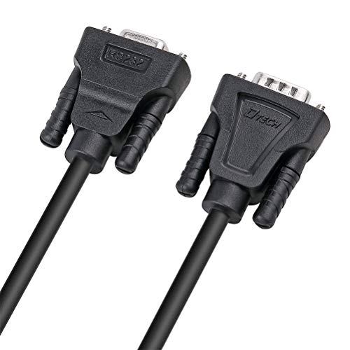 Image of DTech DB9 RS232 9 Pin Serial Cable Male to Female Port Extension Null Modem Cord Cross TX /RX Line for Data Communication (15ft, Black, 5M)