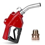 1 Inch NPT Automatic Fuel Nozzle Auto Shut-Off Red Fueling Nozzle with Swivel Joint 19/16 Inches (OD=30mm) Gas Pump Nozzle Three Notch Hold Open Clip Used For Diesel, Petro
