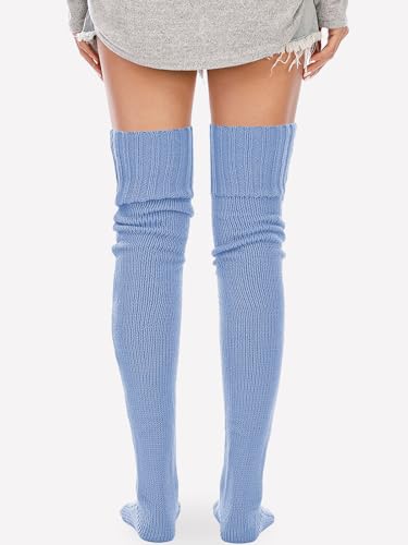 Image of YELAIVP Women's Cable Knitted Thigh High Boot Socks Extra Long Winter Stockings Over Knee Leg Warmers
