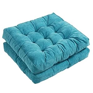 Tiita Square Outdoor Cushions Floor Pillow Thicken Tufted Seat Cushion for Adult Seating on Floor Yoga Meditation Living Room Balcony Office Indoor, Set of 2, 22×22 Inch, Blue