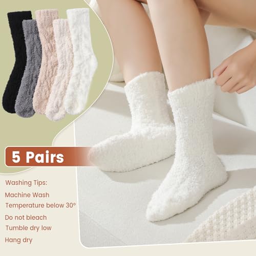 5 Pairs Fuzzy Socks for Women - Cozy, Fluffy Socks for Winter2