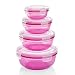 Produktbild Grizzly 4er Set Frischhaltedosen (0,4L, 0,8L, 1,4L, 2,3L), rund, Kunststoff, 100% luft-/wasserdicht, mikrowellengeeignete Vorratsdosen, Berry