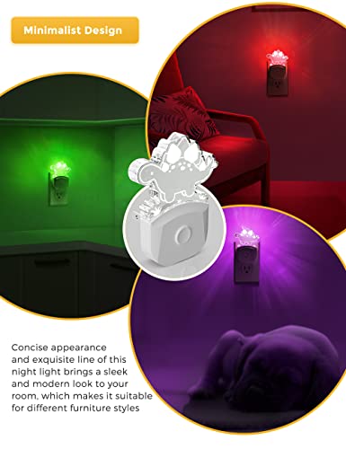Image of L LOHAS LED Dinosaur Night Light for Kids, Nightlight Plug in, Dusk-to-Dawn | Stegosaurus LED Night Lights Plug into Wall, RGB+Soft White 3000K, 3 Lighting Modes, Ideal for Nursery, Room Decor, 1 Pack