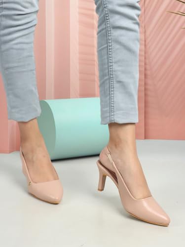 Image of ELLE Women Stylish and elegant Slingback Kitten Heel Mule Sandal