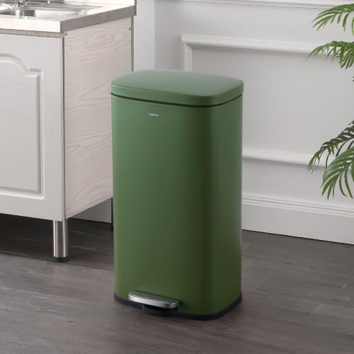 Image of happimess Curtis 8 Gal Step Trash Can Soft Close 25 inch, Pine Green