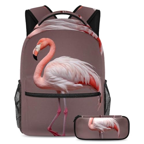 Sac d'école flamant rose grand format pour ranger tous les cahiers de cours