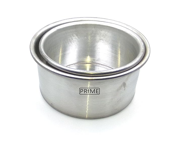 Image of Prime Bakers and Moulders Round Aluminium Cake Baking Mould for Oven 3 Inch Depth (Silver) (4,5 Inch)