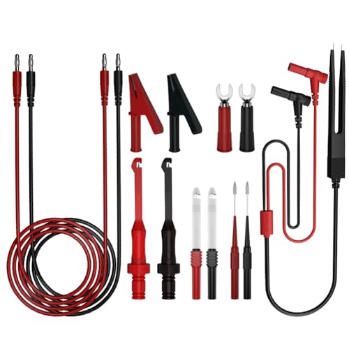 Yarryuter Kit de Cables de Prueba para Multímetro, Juego de Sondas de Prueba Eléctricas Digitales con Pinzas de Cocodrilo, Pinzas de Prueba para Perforación de Cables