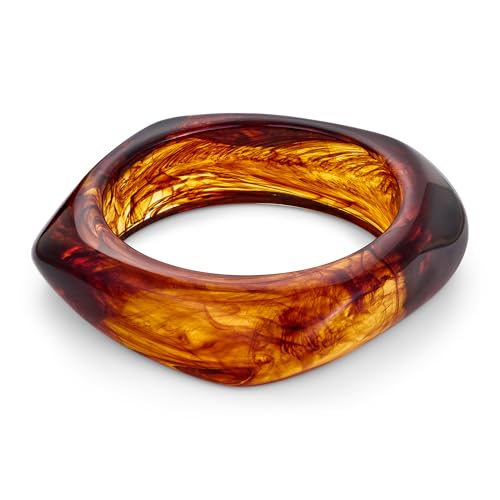 WOWORAMA Colorful Resin Acrylic Bangle Bracelets for Women Geometric Chunky Mottled Acetate Resin Bangles Wide Acrylic Plastic Bracelets Statement Jewelry