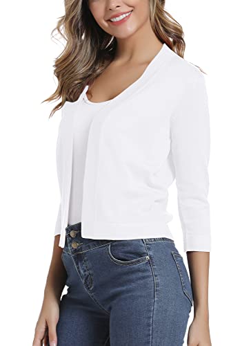Urban CoCo Women's 3/4 Sleeve Cropped Cardigan Sweater Elegant Shrugs for Women3