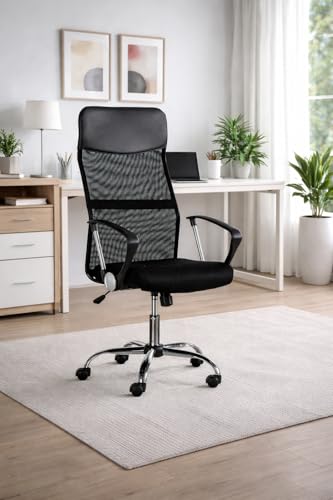 Miniatura 2 de Dupi Silla De Escritorio Meeting Con Ruedas Ergonómica Con Respaldo De Malla Giratoria 360 Y Altura Ajustable Acolchado 6 Cm Y Reposabrazos Negro