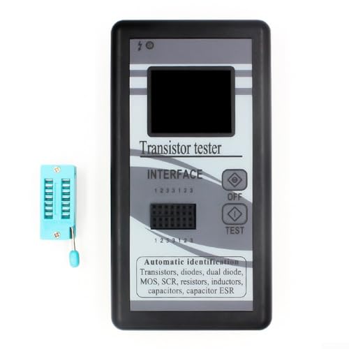 M328 transistor tester with 128x160 TFT display enabling fast short detection and measurement of gate threshold voltage, current amplification, and base emitter voltage (Black)