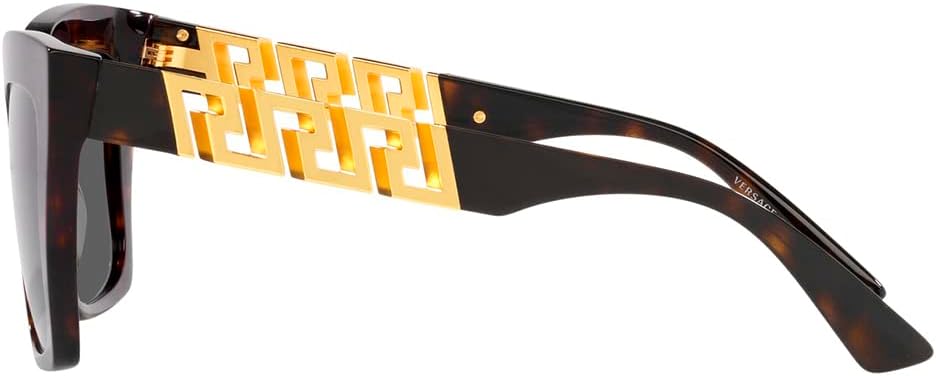 Versace VE 4418F 108/87 Havana Plastic Square Sunglasses Dark Grey Lens