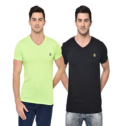 Image of Mack Jonney - Regular Fit Cotton Blended T-Shirts for Men (Pack of 2)-V 0002-P