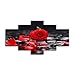 Red Rose Flower Floral Art Canvas Wall Decor Rose Wall Art Wall Decor Black and Red wall decor Poster picture Paintings for Bedroom Living Room Plant Picture 5 Panels Poster -60
