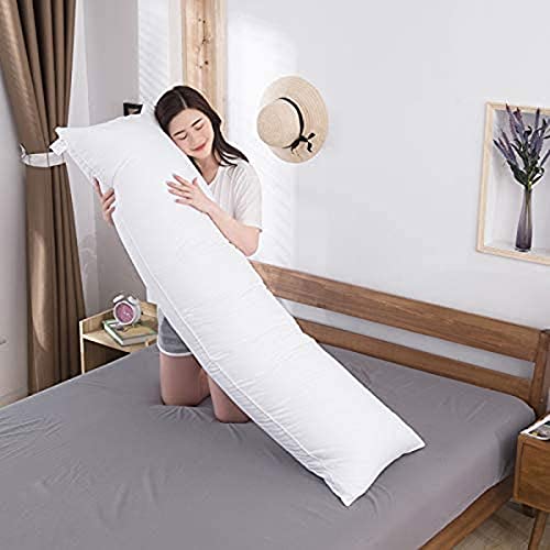 Diumy Premium Long Full Body Pillow,Head Support Pillow,Pp Cotton Filling Side Sleeper Breathable Bed Pillows Designed for Back and Side Sleepers-White 40x100cm (16x39 inch)