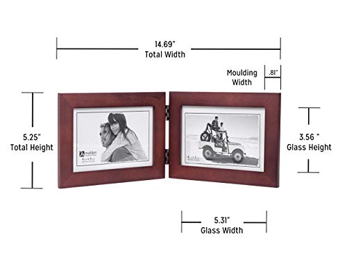 Malden Double Horizontal 4X6 Picture Frame - Wide Real Wood Molding, Real Glass - Dark Walnut #TOP5