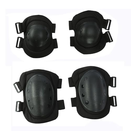 Juego de rodilleras y coderas 4 en 1, antiimpacto, tácticas, coderas, equipo protector para patinaje, patineta, escalada, color negro
