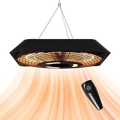 Star Patio Electric Patio Heater, Outdoor Heater, Modern Hanging Patio Heater with Remote and Touch Switch, 750W/1500W Ceiling Infrared Heater with SQUARE SHAPE, IP45 Waterproof, STP1568-RMLED-SQ N1