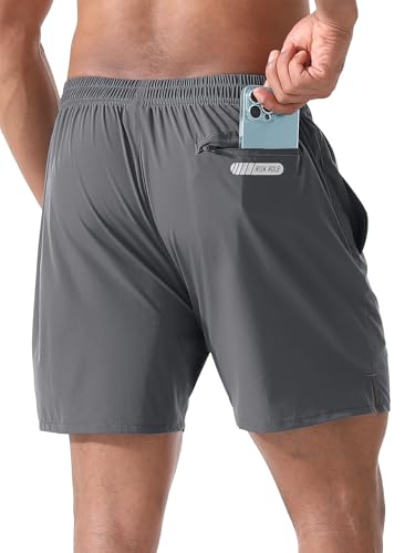 2 Pack Men's Athletic Running Shorts 5" Lightweight Quick Dry Gym Workout Shorts with Hidden Zipper Pocket3