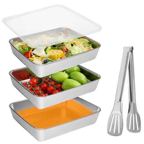 Zorfeter 3 Set Stainless Steel Breading Trays, Dust Proof