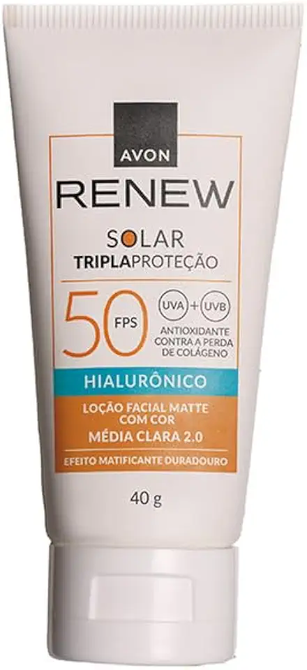 Renew Solar com Ácido Hialurônico Fps 50 Cor Média Clara 2.0 40g