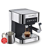 Biolomix Espressomaschine Siebträgermaschine 20 Bar,Filterhalter mit Doppelauslauf,Milchaufschäumdüse,abnehmbarer Wassertank, für 1-2 Tassen,Espresso,Cappuccino und Latte Machiato