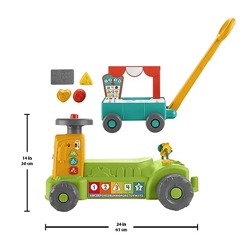 Fisher-Price Coffret Jouet D’Éveil Rires Et Éveil Mon Tracteur De La Ferme 4 en 1 avec Remorque À Tirer, 4 Modes De Jeu, 3 Niveaux, Version Multilingue, Jouet Bébé, 9 Mois À 3 Ans