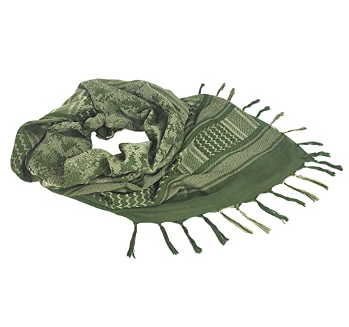 Luxns Military Shemagh Tactical Desert Scarf / 100% Cotton Keffiyeh Scarf Wrap For Men And Women/Green Camo 43"X43" #TOP1