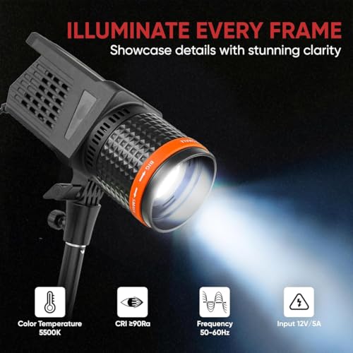 Image of Kodak V60 Video Light Slim Design with Adjustable Color Temp 3200K-5500K|90CRI |4 Different Color Filters|Battery Power Indicator|Angle Adjustment Knob|Ideal for Photography & Videography|60 Watt