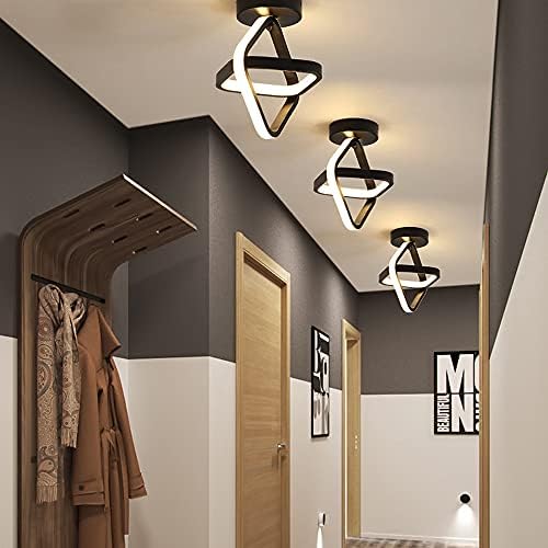 LED Ceiling Light 2 Black Squares Nordic Fashion Creative Small Aisle Lights for Entrances Doorway Corridor Kitchen Warm Light Cool White Light 22W (Warm Light)
