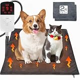 【寒い冬もあったか】 ペット用ホットカーペット 9段階温度調節 ペット用ヒーター 切タイマー 電気ホットマット ペット 犬 猫用 噛みつき防止 防水 過熱保護 丸洗い ふわふわカバー 寒さ対策 45*45cm カバー2枚付き グレー