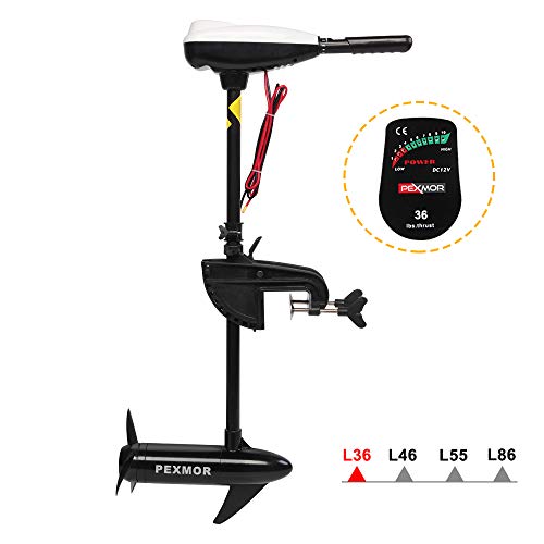 PEXMOR Electric Trolling Motor 36LBS Thrust Saltwater Transom Mounted w/LED Battery Indicator 8