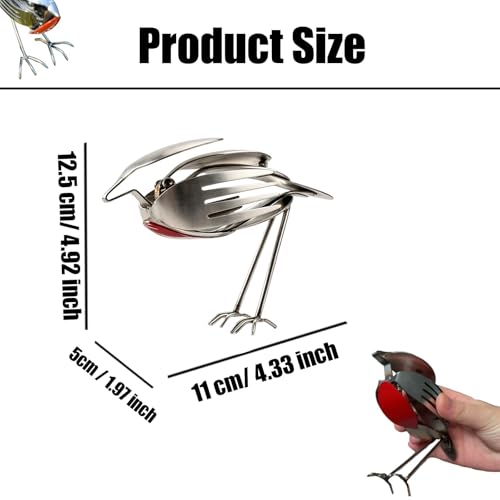 Escultura de pájaro petirrojo de metal artesanal miniatura 2