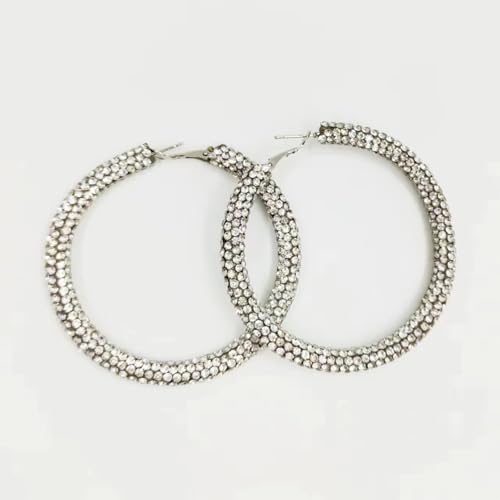 Rhinestone Hoop Earrings for Women Big Hoop Earrings Large Sparkling Hoops Statement Jewelry for Women3