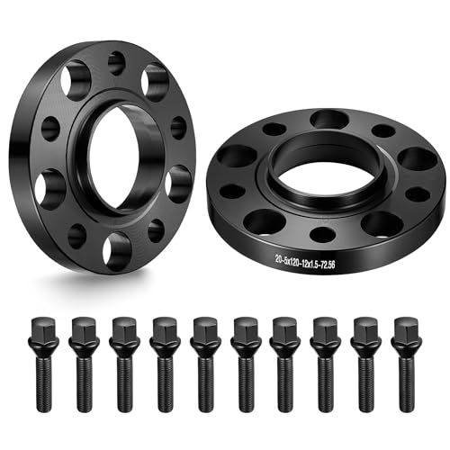 EVIL ENERGY 5x120 Wheel Spacers 20 mm Compatible with BMW 5x120 mm Hubcentric with Lip 5 Lugs 72.56 mm Hub Bore Wheel Spacer Fit for M12x1.5 Studs Black 2 pcs