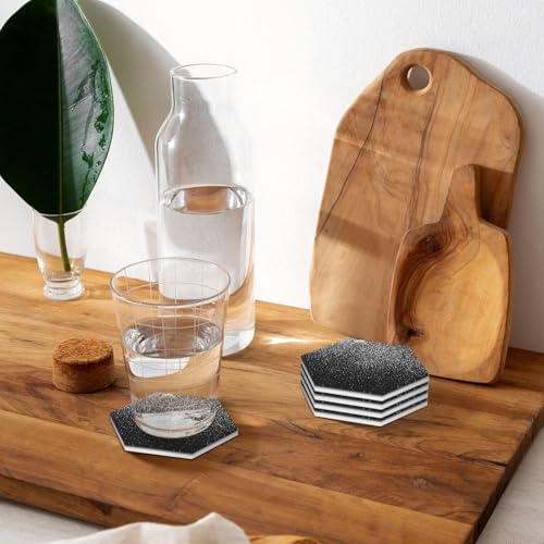 Dessous de verre céramique paillettes argentées table basse - 7