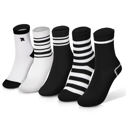 SIEUUOAK 5 Paar Herren Damen Baumwolle Herrensocken – Sport Atmungsaktive Socks ästhetische Sportsocken für Freizeitkleidung Damen Retro Tennissocken Winter Baumwollsocken für Frauen Mädchen