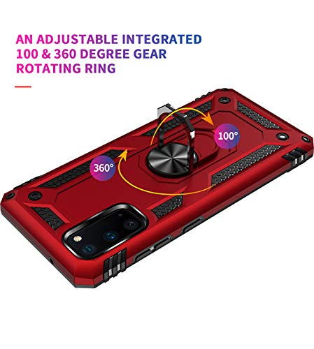 Zanderlyn Samsung S20 5G Case - Kickstand, Metal Ring, Shockproof, Military Grade, Slim, Dual Layer - Red #TOP3
