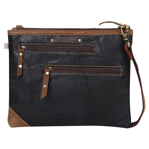 Vaan & Co. Grayson Wide Crossbody Bag – Upcycled Genuine Leather Purse with Top Flap & Tassel3